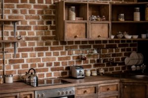 Kitchen residential decorative brick completed